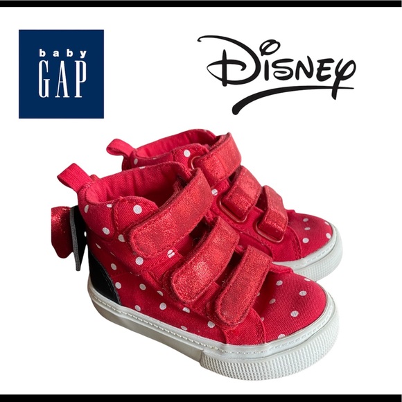 Baby Gap Disney Minnie Mouse high top red polka dot sneakers shoes size 5 - Picture 2 of 3
